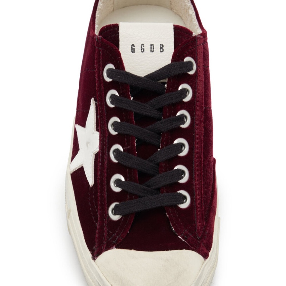 Golden Goose Burgundy and White VStar2 Sneakers